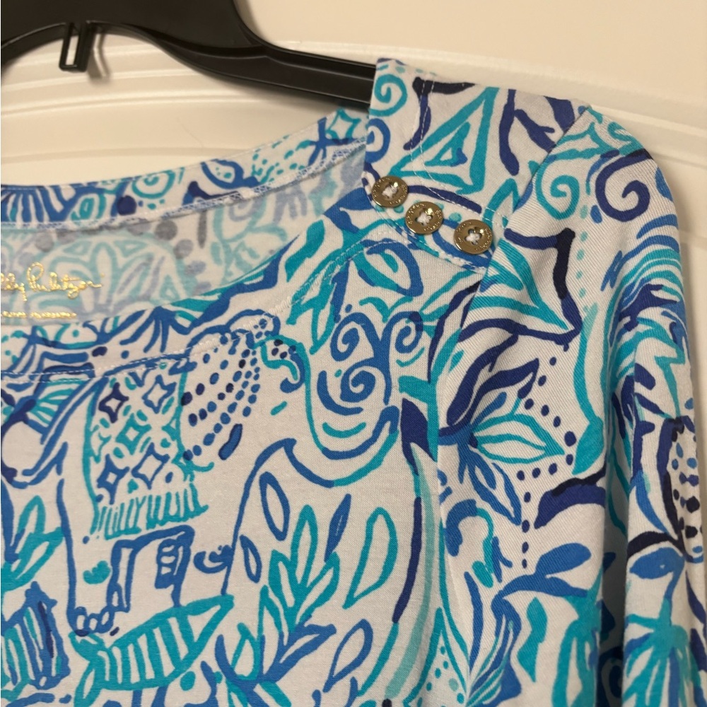 Lilly Pulitzer Blue and White Long Sleeve Dress - Picture 7 of 8